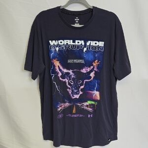 Under Armour Project Rock‎ Worldwide Disruption Graphic Tee, Blue, Men's Large